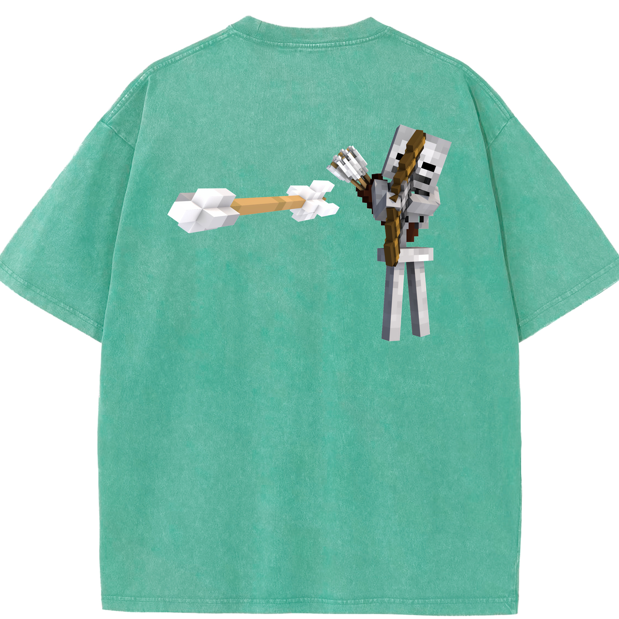 （画像用） マインクラフト ブロックの世界 Minecraft MC Block world 綿100% ヴィンテージ風 半袖Tシャツ（背面プリント）